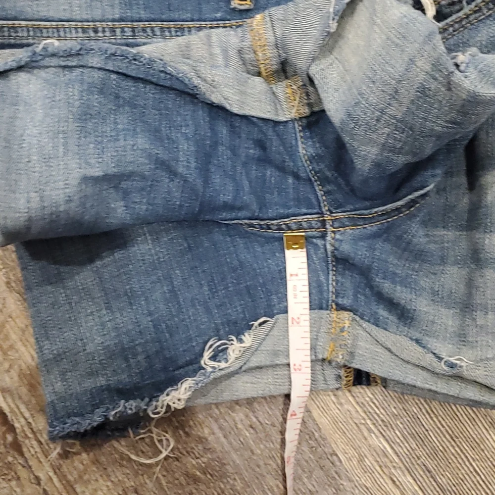 Aeropostale midi distressed denim blue jean shorts women size 10